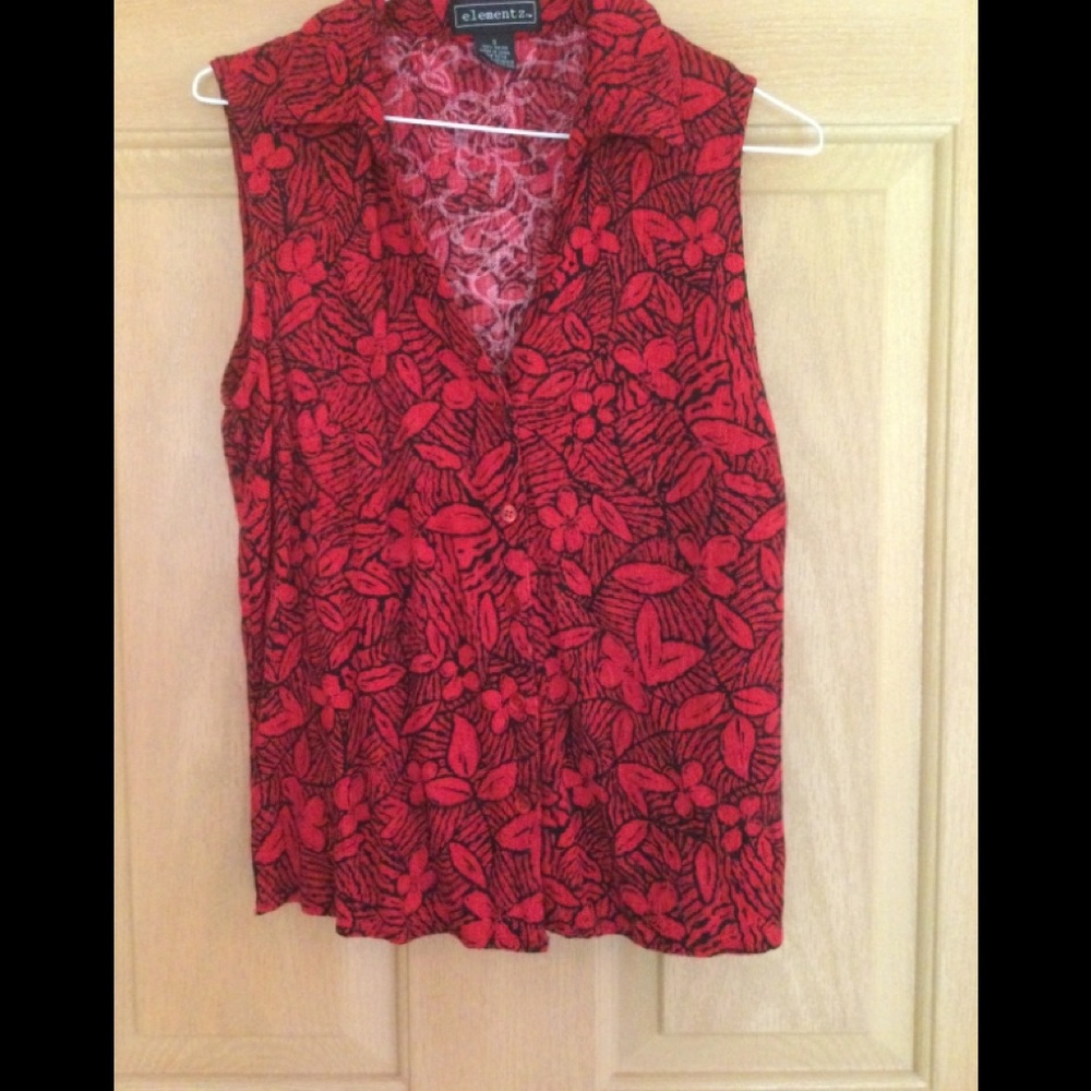 Elementz Red and black Sleeveless Top